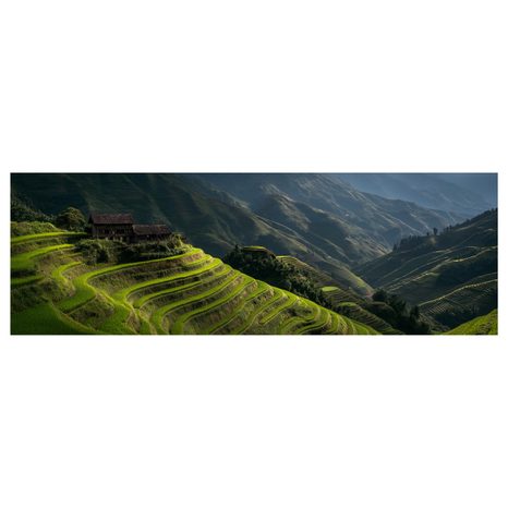 WANDBILD RUHIGES TAL IN DEN BERGEN - WANDBILDER FELDER UND WIESEN - BILDER