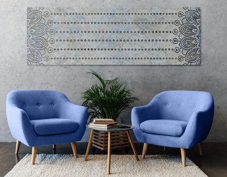 WANDBILD MANDALA AUF GRAUEM UNTERGRUND - BILDER MIT FENG SHUI-MOTIVEN - BILDER