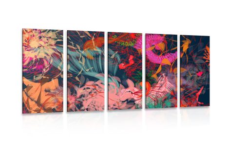 5-PIECE CANVAS PRINT FLOWERS IN AN ABSTRACT SENSE