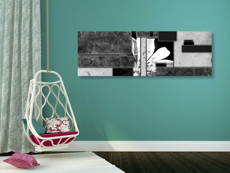 TABLOU ABSTRACȚIE FLORALĂ ÎN DESIGN ALB-NEGRU - TABLOURI ALB-NEGRU - TABLOURI