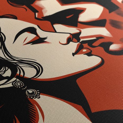 WANDBILD LEIDENSCHAFTLICHER KUSS IN ROT - BILDER MIT LIEBESMOTIVEN - BILDER