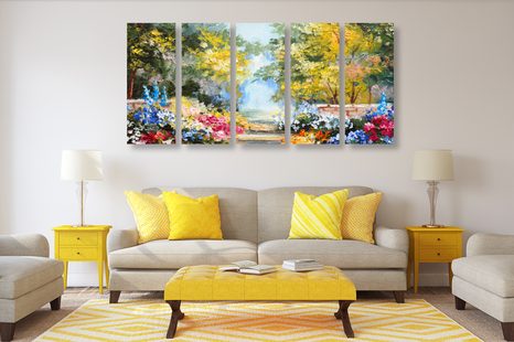 5-RÉSZES KÉP TÁJ OLAJFESTMÉNY - TERMÉSZET- ÉS TÁJKÉPEK - KÉPEK