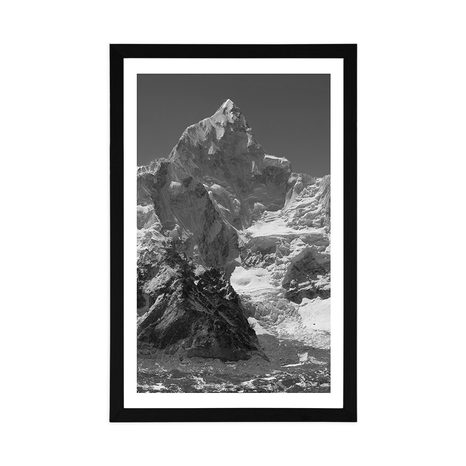 AFFICHE – SOMMET DE MONTAGNE MAGNIFIQUE EN NOIR ET BLANC - NOIR ET BLANC - AFFICHES
