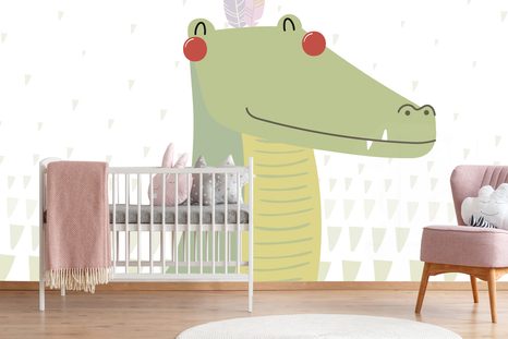 SAMOLEPÍCÍ TAPETA ROZTOMILÝ KROKODÝL S PEŘÍČKY - SAMOLEPÍCÍ TAPETY - TAPETY