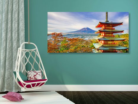 WANDBILD BLICK AUF CHUREITO PAGODA UND DEN BERG FUJI - BILDER VON NATUR UND LANDSCHAFT - BILDER