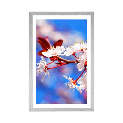 PLAGÁT S PASPARTOU ČEREŠŇOVÝ KVET - KVETY - PLAGÁTY