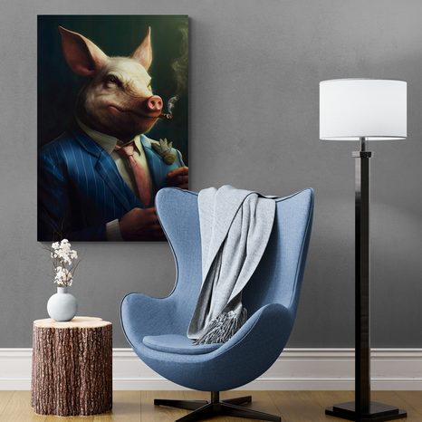 WANDBILD TIERISCHER GANGSTER SCHWEIN - WANDBILDER TIERISCHE GANGSTER - BILDER