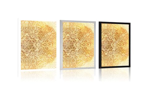 POSTER GOLDENES ETHNISCHES MANDALA - FENG SHUI - POSTER