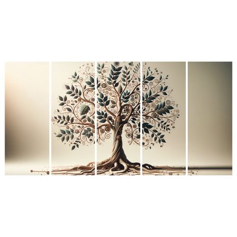 5-DÍLNÝ OBRAZ DEKORATIVNÍ STROM ŽIVOTA S ORNAMENTY - OBRAZY STROMY ŽIVOTA - OBRAZY