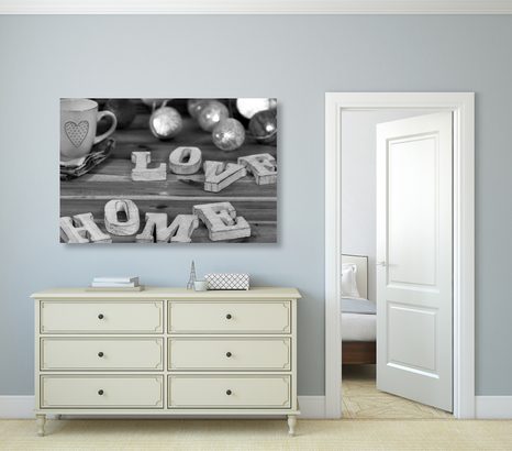 WANDBILD HARMONISCHES ZUHAUSE IN SCHWARZ-WEISS - SCHWARZ-WEISSE BILDER - BILDER