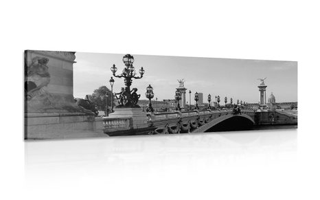 CANVAS PRINT BRIDGE OF ALEXANDER III. IN PARIS IN BLACK AND WHITE