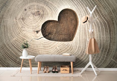 SELBSTKLEBENDE TAPETE SYMBOL DER LIEBE AUF HOLZ - SELBSTKLEBENDE TAPETEN - TAPETEN