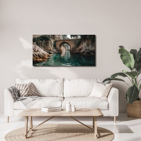 WANDBILD HISTORISCHE BRÜCKE ÜBER DEM FLUSS - BILDER VON STÄDTEN - BILDER