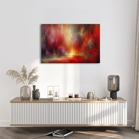 WANDBILD ROTES LICHT IM NEBEL - WANDBILDER ABSTRAKTE FORMEN - BILDER