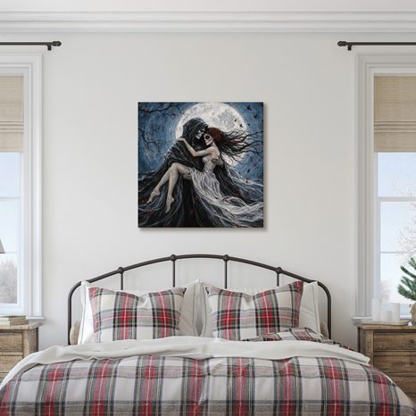 WANDBILD SKELETTLIEBE IM VOLLMONDLICHT - HALLOWEEN- UND HORROR-BILDER - BILDER