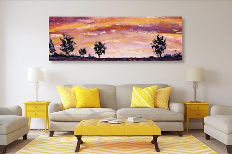 WANDBILD ÖLGEMÄLDE DES LAVENDELFELDES - ABSTRAKTE BILDER - BILDER