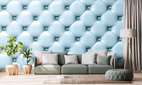 TAPETE ELEGANZ DES LEDERS IN BLAU - TAPETEN MIT LEDEROPTIK - TAPETEN