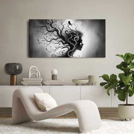 WANDBILD BAUM DES LEBENS IN WEIBLICHER SILHOUETTE - BILDER BÄUME DES LEBENS - BILDER