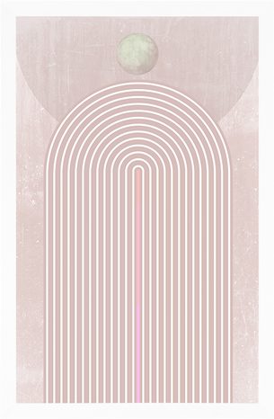 POSZTER MODERN RÓZSASZÍN SZIVÁRVÁNY MID-CENTURY. - MOTÍVUMOK A MŰHELYÜNKBŐL - POSZTEREK