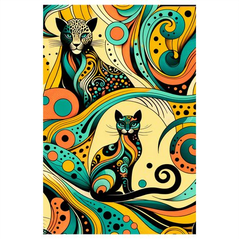 WANDBILD ORNAMENTALE KATZEN - BILDER VON KATZEN - BILDER