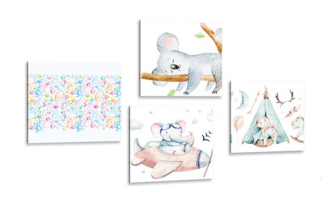 CANVAS PRINT SET FOR CHILDREN IN BEAUTIFUL COLORS - SET OF PICTURES - PICTURES