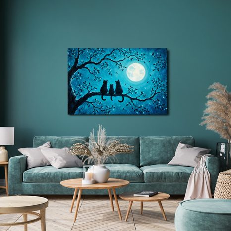 WANDBILD KATZEN IM MONDSCHEIN - HALLOWEEN- UND HORROR-BILDER - BILDER