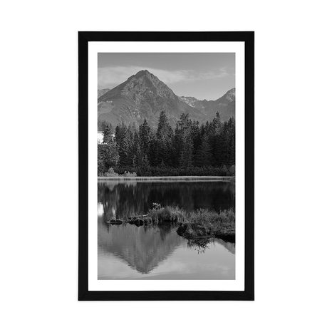 POSTER – MAGNIFICO PANORAMA MONTANO SUL LAGO IN BIANCO E NERO - NERO E BIANCO - POSTER