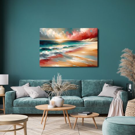 OBRAZ TYRKYSOVÉHO MOŘE S VLNAMI - OBRAZY MOŘE A PLÁŽ - OBRAZY