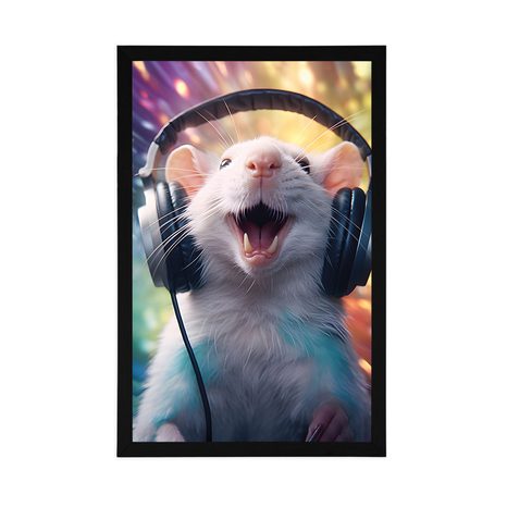 POSTER – RATTO CON CUFFIE - ANIMALI DA FESTA CON CUFFIE - POSTER