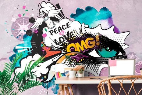 TAPETA ZELENÉ GRAFFITI OKO - STREET ART TAPETY - TAPETY