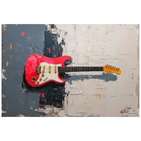 FOTOTAPETE ROTE E-GITARRE AUF ABSTRAKTEM HINTERGRUND - MUSIK FOTOTAPETEN - TAPETEN