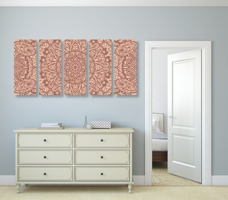 5-DÍLNÝ OBRAZ KVĚTINOVÁ MANDALA - OBRAZY FENG SHUI - OBRAZY