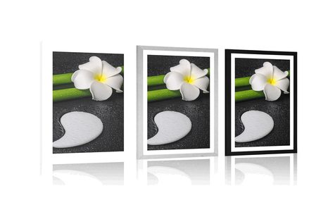 PLAKAT S PASPARTUJEM SPA TIHOŽITJE S SIMBOLOM JIN IN JANG - FENG SHUI - PLAKATI