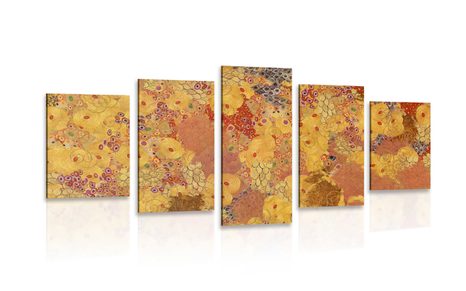 QUADRO IN 5 PARTI ASTRAZIONE SU STILE DI G.KLIMT - QUADRI ASTRATTO - QUADRI