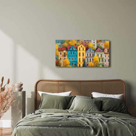 OBRAZ BAREVNÉ DOMY V PODZIMU - BAREVNÉ DOMY - OBRAZY