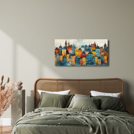 WANDBILD BUNTE STADTKUNST - BUNTE HÄUSER - BILDER