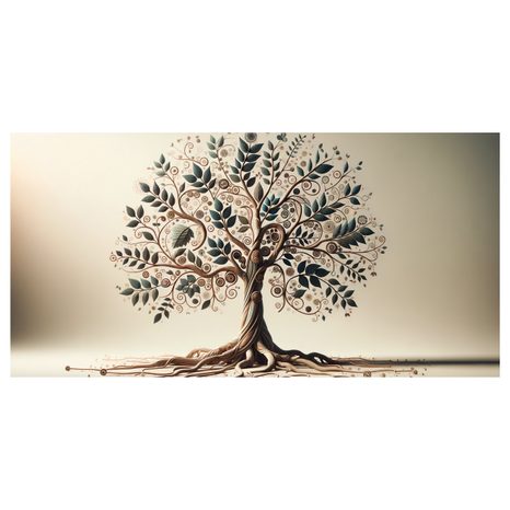 TABLOU ARBORELE VIEȚII CU FRUNZE ȘI SPIRALE - TABLOURI ARBORII VIEȚII - TABLOURI