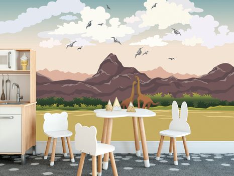 TAPETA ZEMĚ DINOSAURŮ - DĚTSKÉ TAPETY - TAPETY