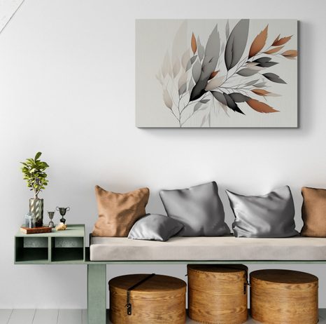 CANVAS PRINT MINIMALISTIC SPRIG OF LEAVES - PICTURES - 🔥 TOTAL SALE 🔥