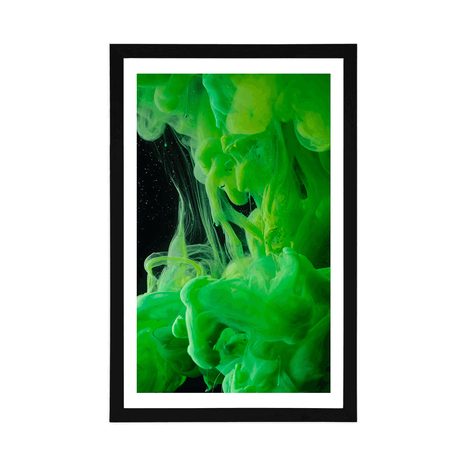 PLAKAT S PASPARTUOM ZELENE TEKUĆE BOJE - APSTRAKTNI I S UZORKOM - PLAKATI