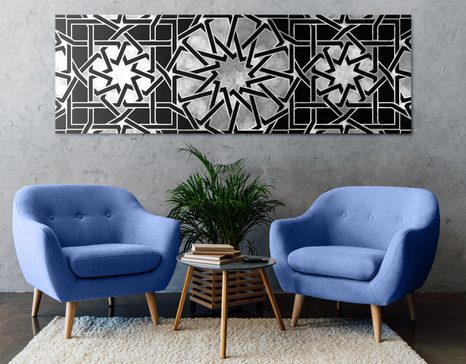 QUADRO SU TELA – MOSAICO ORIENTALE IN BIANCO E NERO - STAMPE E QUADRI - 🔥 SVENDITA TOTALE