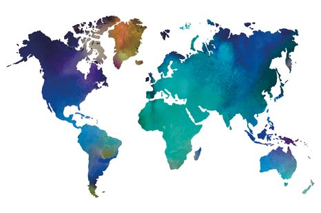 SAMOLEPÍCÍ TAPETA BAREVNÁ MAPA SVĚTA V AKVARELOVÉM PROVEDENÍ - SAMOLEPÍCÍ TAPETY - TAPETY