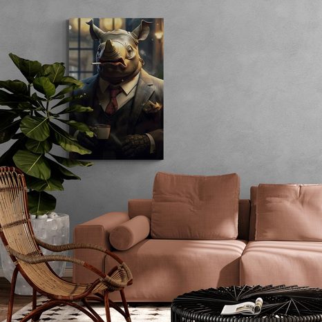 STAMPA SU TELA – GANGSTER ANIMALE RINOCERONTE - QUADRI DI GANGSTER ANIMALI - STAMPE E QUADRI