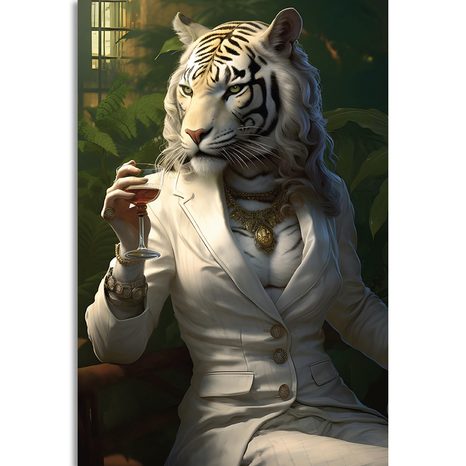 QUADRO SU TELA – GANGSTER ANIMALE TIGRE FEMMINA - QUADRI DI GANGSTER ANIMALI - STAMPE E QUADRI