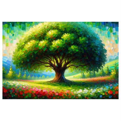 OBRAZ BAREVNÝ STROM ŽIVOTA NA LOUCE - OBRAZY STROMY ŽIVOTA - OBRAZY