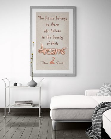 PLAKÁT S PASPARTOU MOTIVAČNÍ CITÁT O SNECH - ELEANOR ROOSEVELT - MOTIVY Z NAŠÍ DÍLNY - PLAKÁTY