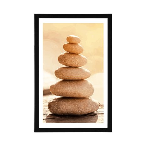 AFFICHE AVEC PASSE-PARTOUT – PYRAMIDE STABLE DE PIERRES - FENG SHUI - AFFICHES