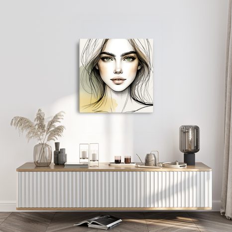 WANDBILD WEIBLICHES GESICHT IN SANFTEN TÖNEN - WANDBILDER FRAUEN - BILDER