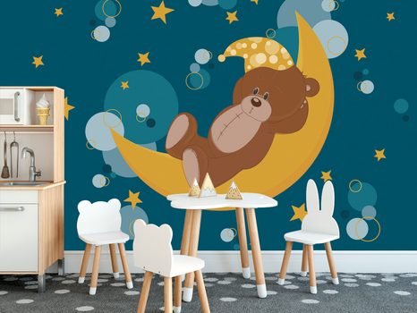 SAMOLEPÍCÍ TAPETA MEDVÍDEK NA MĚSÍČKU - SAMOLEPÍCÍ TAPETY - TAPETY