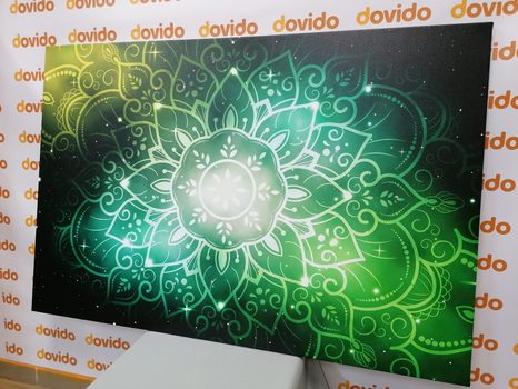 KÉP MANDALA GALAKTIKUS HÁTTÉRREL ZÖLD SZÍNBEN - FENG SHUI KÉPEK - KÉPEK